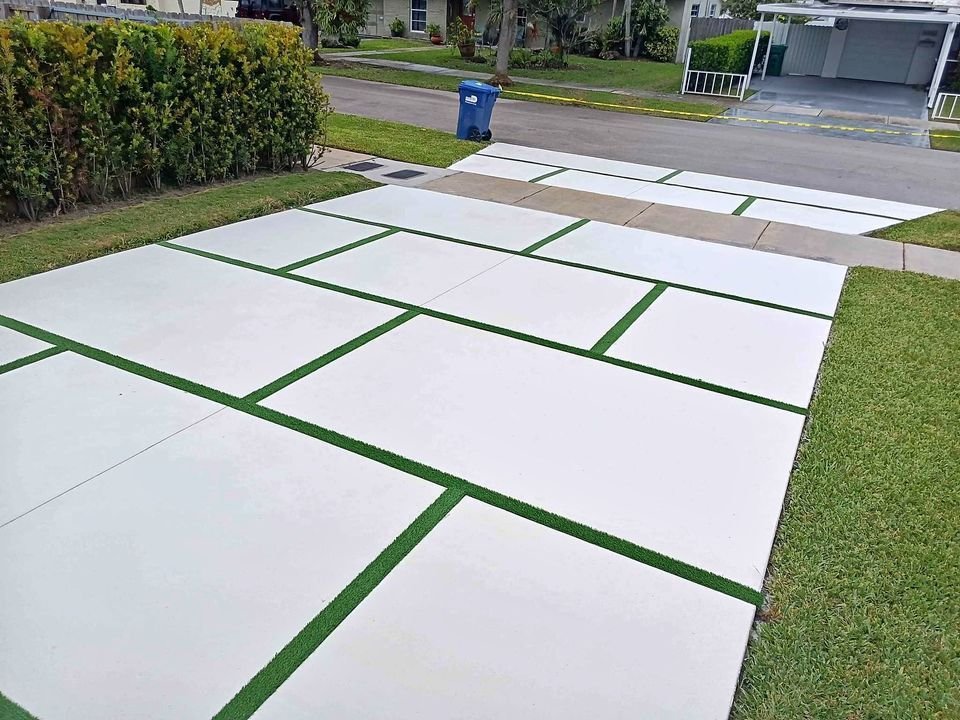 concrete and turf combo for a unique Phoenix driveway